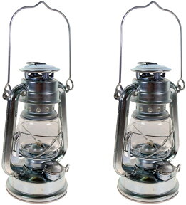 小型 ハリケーン オイルランタン 2個セット ランタン シルバー アウトドア キャンプ Silver Hurricane Kerosene Oil Lantern Emergency Hanging Light / Lamp 8インチ O-6972 地震 停電対策 停電 災害 おしゃれ