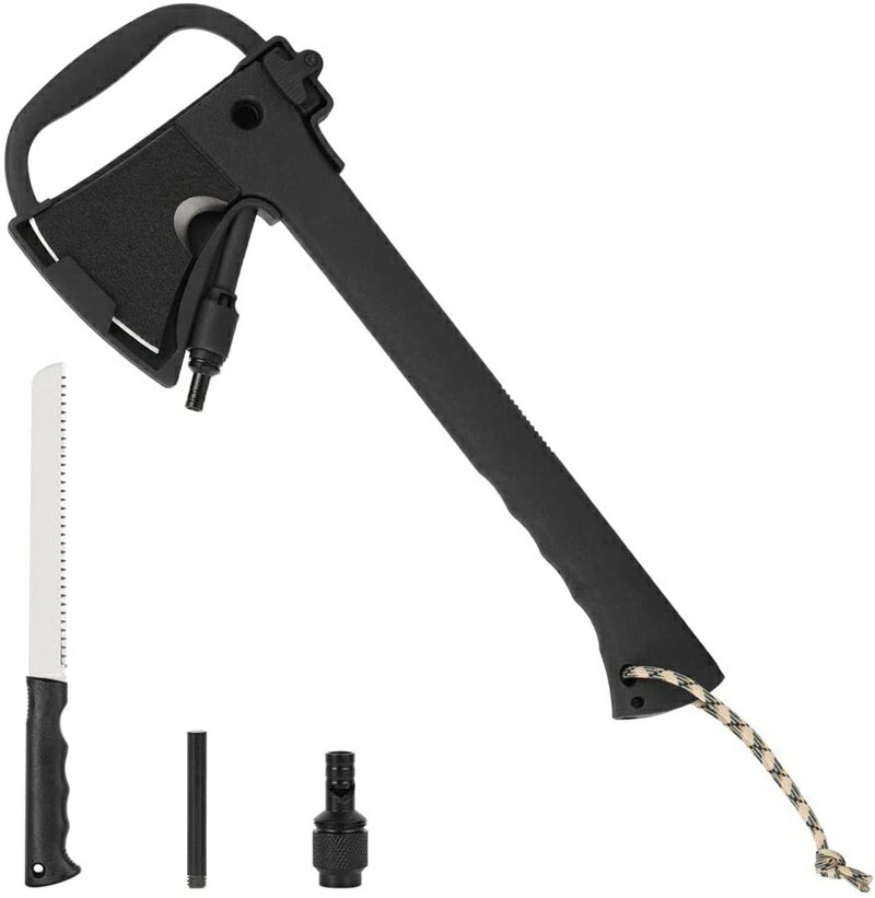 【拡大フライデイセール!あなたに10%OFFクーポン!】アウトドア キャンプ サバイバル スチール製 斧 のこぎり ファイアースターター ブラック LIANTRAL Camping Hand Axe Combo Kit おうち時間 ステイホーム