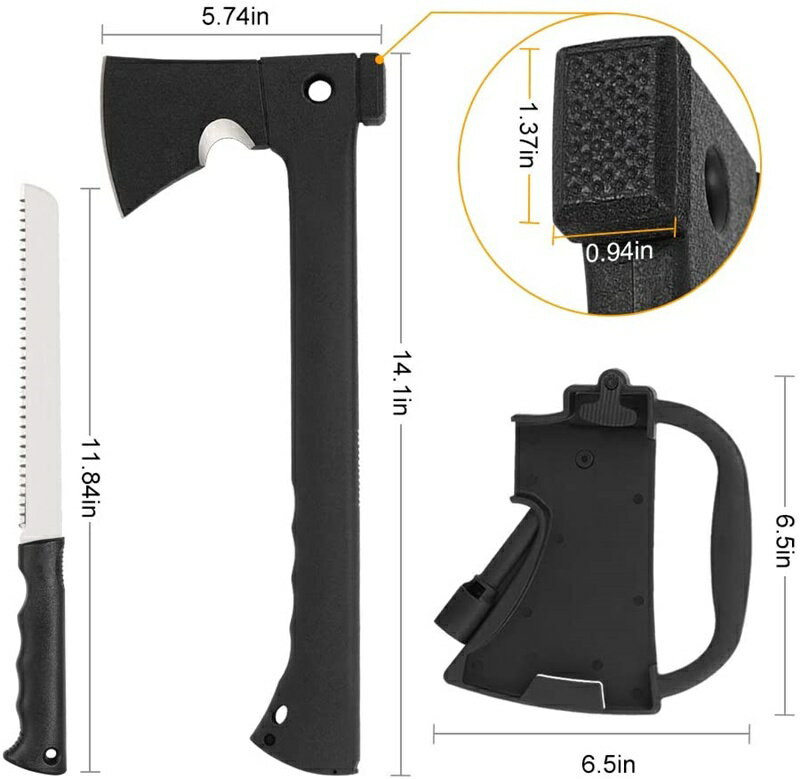 【拡大フライデイセール!あなたに10%OFFクーポン!】アウトドア キャンプ サバイバル スチール製 斧 のこぎり ファイアースターター ブラック LIANTRAL Camping Hand Axe Combo Kit おうち時間 ステイホーム通販格安セール情報 楽天 通販