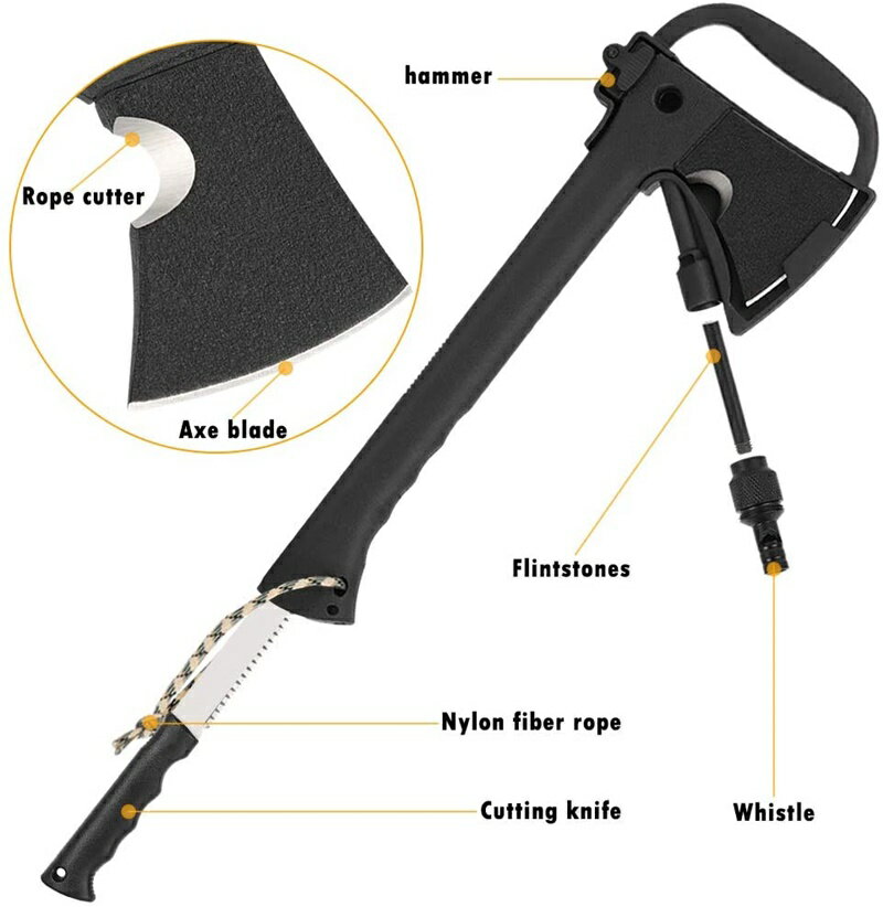 【拡大フライデイセール!あなたに10%OFFクーポン!】アウトドア キャンプ サバイバル スチール製 斧 のこぎり ファイアースターター ブラック LIANTRAL Camping Hand Axe Combo Kit おうち時間 ステイホーム通販格安セール情報 楽天 通販