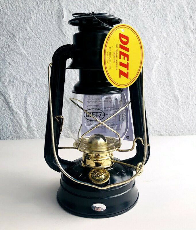 Dietz デイツ 中型 76 オリジナル オイルランタン ブラック ゴールドトリム 10インチ ハリケーンオイルランタン Original Oil Burning Lantern (Black with Gold Trim )