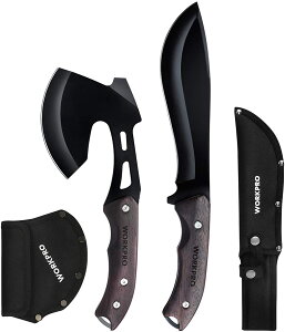 【拡大フライデイセール!あなたに10%OFFクーポン!】WORKPRO ナイフ 斧 2-Piece アウトドア キャンプ サバイバル スチール製 Steel Hawk Axe and Knife Set通販格安セール情報 楽天 通販