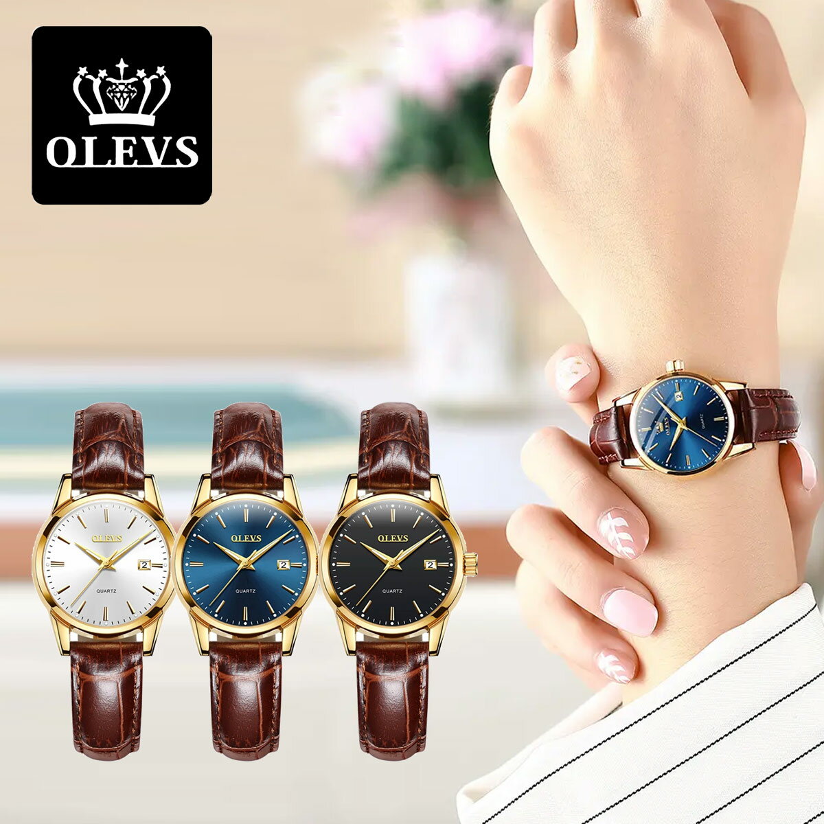 腕時計 レディース おしゃれ 安い 北欧デザイン ブランド OLEVS オレブス かわいい 日本製ムーブメント デザインウォッチ ホワイト ネイビー ブラウン ゴールド ギフト プレゼント レディース…