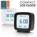 【エントリーでポイント5倍】置き時計 LCDクロック 目覚まし時計 デジタル時計 コンパクト 時計 温度計 湿度計 デジタル目覚まし時計 アラーム機能 スヌーズ...