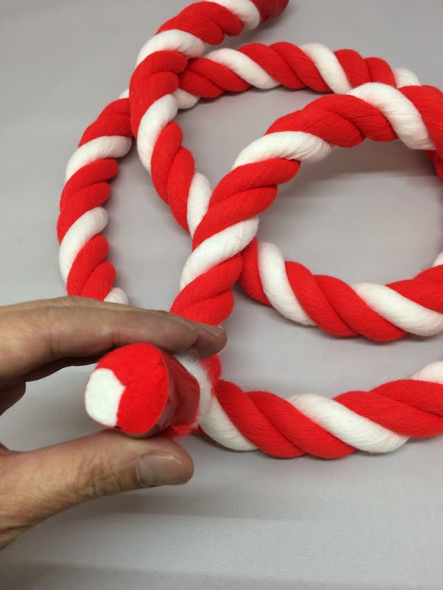 紅白ロープ　太さ24ミリ　紅白紐　アクリル製　切り売り 2