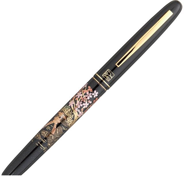 呉竹 DU184-715 くれ竹万年毛筆蒔絵物語 桜園黒 DU184715 KURETAKE 筆ペン カートリッジ式筆ペン 桐箱..