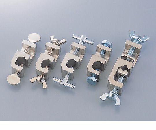 &nbsp; アズワン &nbsp; 0120-700-875 ● 仕様:●材質：平ねじ・蝶ねじ・Tねじ／アルミニウム軽合金、ボルトねじ・爪付／亜鉛合金　●サイズ（mm）：21×50×21　●適用パイプ径（mm）：φ5?13