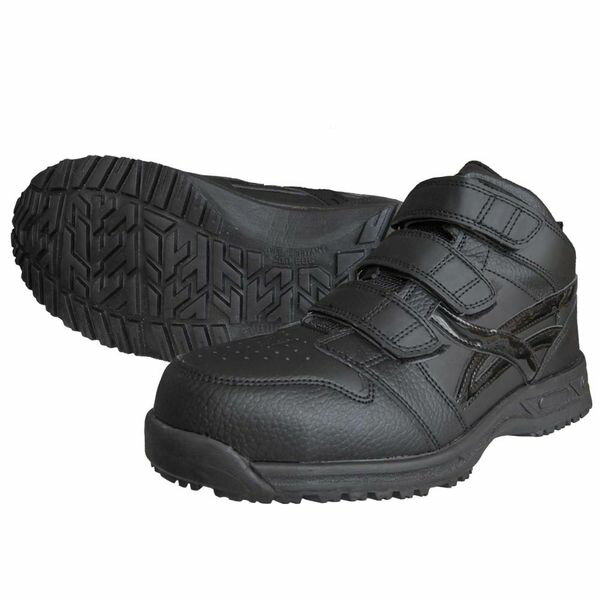 (LINEクーポン有)富士手袋工業 FUJITE 4907534253932 539−30 ハイカットマジック安全シューズ 黒×黒 25..