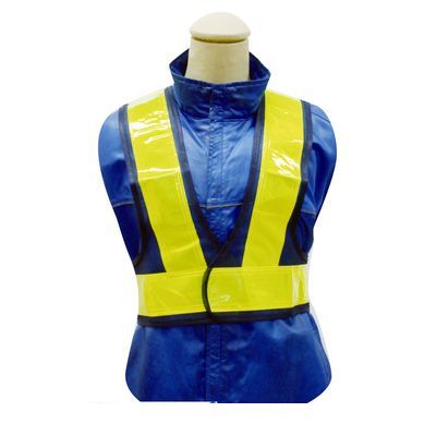 【商品説明】■品質：反射テープ/PVC　メッシュ/ポリエステル/100％■カラー：黄/黄（テープ）、紺/黄（テープ）、紺/白（テープ）■サイズ：着丈/40cm　■ウエスト：フリー（〜130cmまで）　■テープ巾/60mm4907534327527