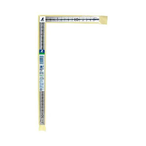 【商品説明】【用途】長さの測定、直角の確認やケガキ作業に使用する曲尺。【機能・特徴】表裏共にcm目盛です。【仕様】●精度直角度：100mmで±0.1mm・長さの許容差：±0.2mm以下。●長枝：外目盛30cm内目盛30cm・短枝：外目盛15cm内目15cm。●形状：同厚。【材質】●本体：ステンレス。大工道具 測定具 曲尺4960910121300