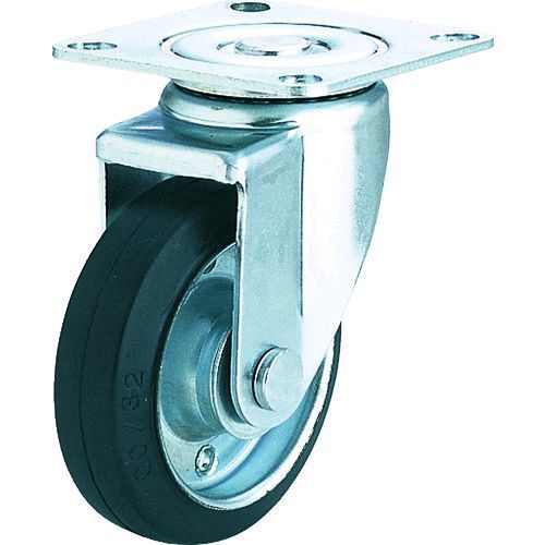 【即納在庫品】「直送」ユーエイキャスター SJ-100W-P プレート式 自在 キャスター ゴム 車輪径100mm Jタイプ SJ型 取付寸法71×71 68×68