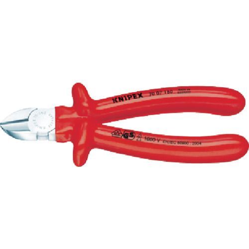 【あす楽対応】「直送」クニペックス KNIPEX 7007-180 絶縁1000V斜ニッパー 180mm