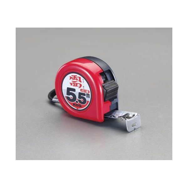 ●材質…テープ・バネ：スチール●JIS1級品●両面目盛付●ベルト掛け付●全長…5.5m●幅…25mm●ストッパー付