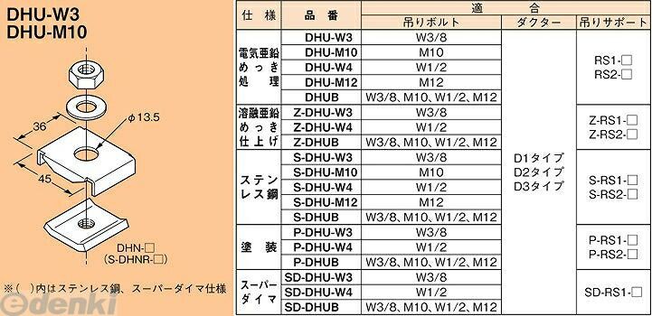 (LINEクーポン有)翌日出荷 ネグロス電工 DHU-W3 【10個入】ワールドダクター ハンガー吊り金具 チャンネル サポート用 DHUW3
