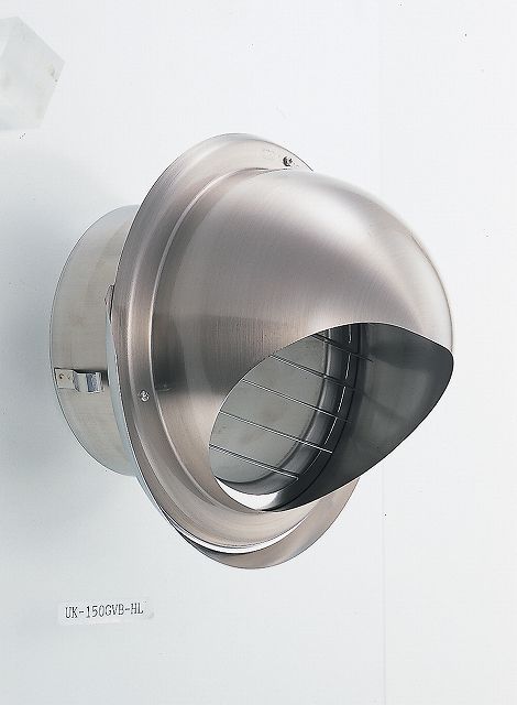 【商品説明】宇佐美工業　UK-GZEV150B-HL　丸型フード水切付ガラリ ビス脱着式