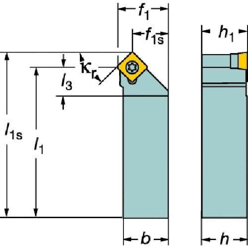 サンドビックメーカーお問い合わせ：0120-350-930【特長】●安定したチップクランプと優れた繰返し精度の、外径旋削工具です。●妨げのない切りくず流れです。●スペースが少なくてすみます。●部品数が少ないです。【用途】●外径旋削加工に。【仕様】●適合チップ：SC09●ゲージチップ：SCMT 12 04 08●切り込み角：45●b：25●h：25●f1：27●l1：141.7●l3：21.7●f1s：18.7●l1s：150●チップ締め付けトルク：3【原産国】スウェーデン