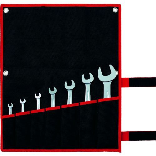 【即納在庫品】「直送」前田金属工業 TONE DS700 両口スパナセット 7本組 メッキ処理 1300g 407-9515 トネ 作業用品 ブラック