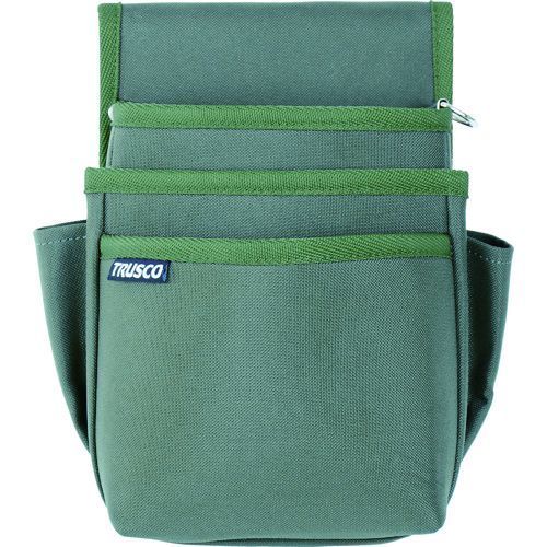 【特長】●特殊樹脂を張り合わせており、台座が傷つきにくくなっています。【用途】●電工関係、内装工事などに。【仕様】●形状：腰袋3段●色：OD●幅(mm)：180●奥行(mm)：120●高さ(mm)：250●ベルト通し幅(mm)：約60【仕様2】●ベルト通し幅：約60mm【材質／仕上】●ポリエステル【原産国】中国