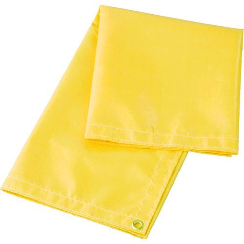 【特長】●軽量で作業性に優れています。●オレンジ色で目立つため、火花養生・防炎養生として最適です。●アスベストやRCF(リフラクトリーセラミックファイバー）を含んでいない安全な製品です。●火花をはじくタイプです。【用途】●火花の養生、溶接時の火花飛散防止シートとして。【仕様】●ハトメ数：4●種別：1号●幅(mm)：920●ハトメピッチ(mm)A：880●ハトメピッチ(mm)B：880●長さ(mm)：920●厚さ(mm)：0.21●製造国：日本【仕様2】●JIS A 1323 C種合格品 第11A2911号●(公財)日本防炎協会　防炎性能試験適合品●厚さ：0.21mm【材質／仕上】●基布:ガラス繊維100％●コーティング:片面塩ビ樹脂(表／オレンジ・裏／ホワイト)【原産国】日本