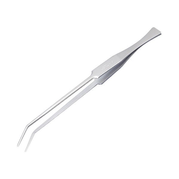 【用途】デザイン、模型製作、理化学検査。【機能・特徴】冷間鍛造を行っていますので、刃先の強度、耐摩耗性に優れています。手の入りにくい場所にも楽に届きます。サビに強いステンレス製です。K-18の先端が曲がっているタイプです。【仕様】●サイズ：190mm。●ステンレス鋼SUS304。【注意事項ほか】電気の流れているものには使用しないで下さい。先端は鋭くなっていますので、取扱いには十分注意して下さい。幼児の手の届く所には保管しないで下さい。大工道具 錐ピット皮ポンチハトメ ピンセット