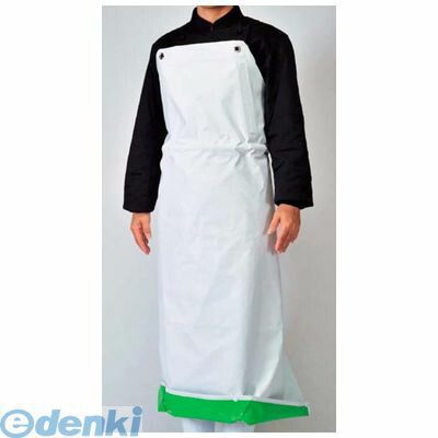 7748480 抗菌フィット前掛ガードロン L 白／緑 4548170264786