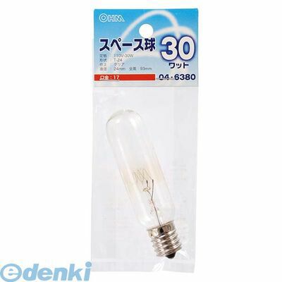 オーム電機 ［LB-TS4730-C］スペース球（T24/30W/クリア/E17）