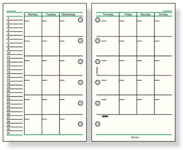 翌日出荷 レイメイ藤井 DPR206 ダヴィンチ リフィル ポケット フリーマンスリーA フリーマンスリースケジュールA Davinci システム手帳リフィル ポケットサイズ