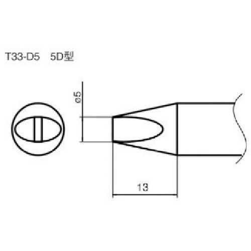 【あす楽対応】「直送」白光 HAKKO T33-D5 ステーション型はんだこて用交換こて先 5D型