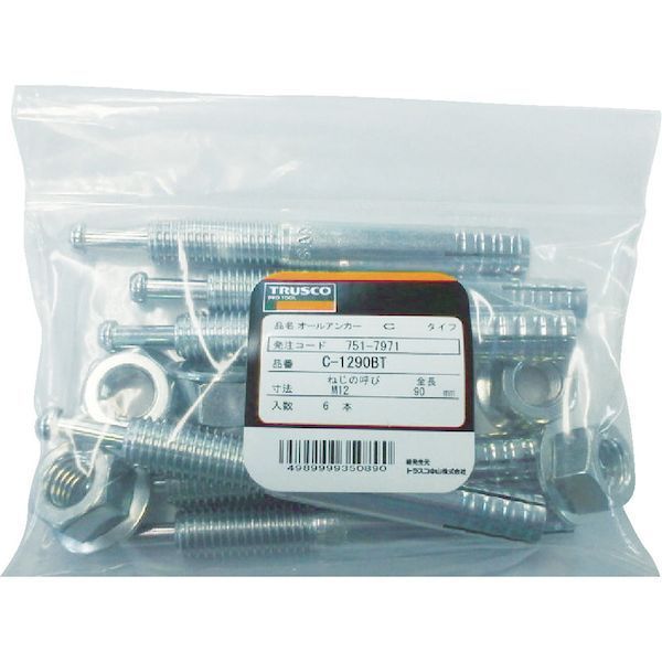 【即納在庫品】「直送」トラスコ中山 SC860BT オールアンカーSCタイプ ステンレス M8X60 6本入 コンクリート用アンカー／芯棒打込み式