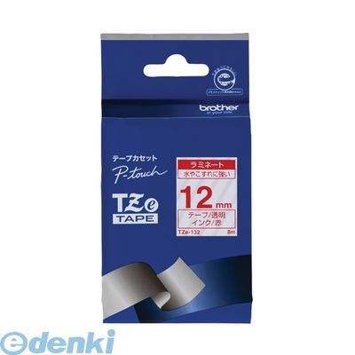 ブラザー販売 TZE-132 ピータッチテープ12mm透明／赤(2.0)