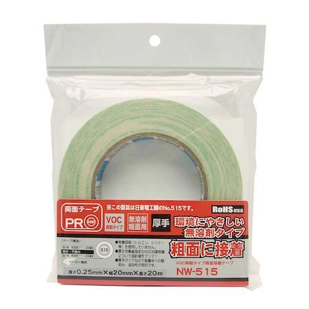 (LINEクーポン有)和気産業 4903757273498 NW−515 VOC抑制タイプ両面接着テープ 厚手タイプ NW−515 厚さ0．25mmX幅20mmX長さ20m