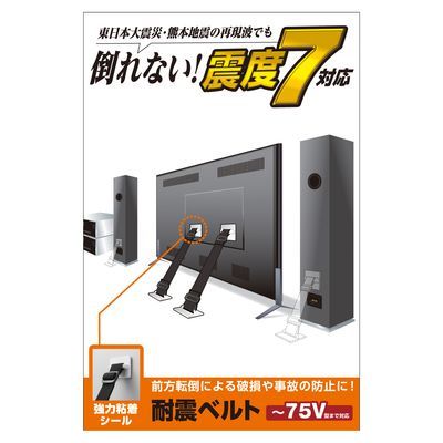 エレコム ELECOM TS-002N2 耐震ベルト【粘着シールタイプ】TS002N2 強力粘着シールタイプ TV用耐震ベル..