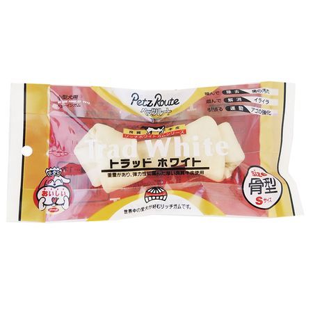 (LINEクーポン有)ペッツルート 4984937602031 トラッドホワイトガム 骨型 S 1本