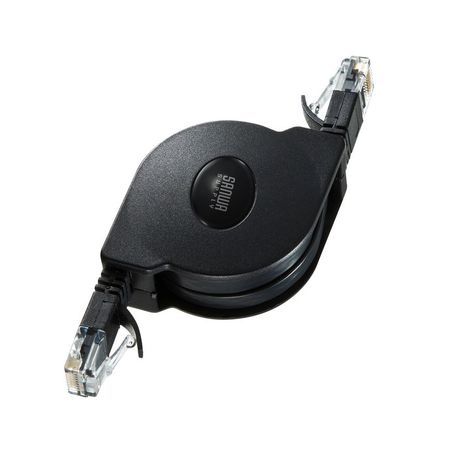 (LINEクーポン有)サンワサプライ KB-MK18BK 自動巻取りLANケーブル KBMK18BK ブラック SUPPLY SANWA ツ..