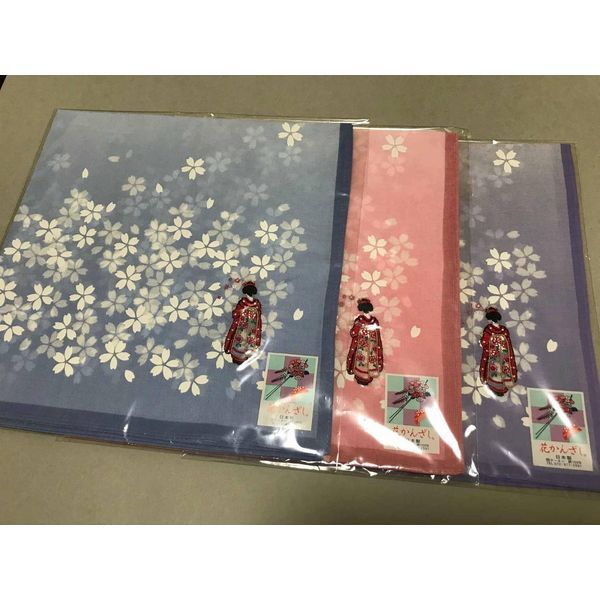 068165610012 タータン 花かんざし舞妓ハンカチ ピンク 1枚