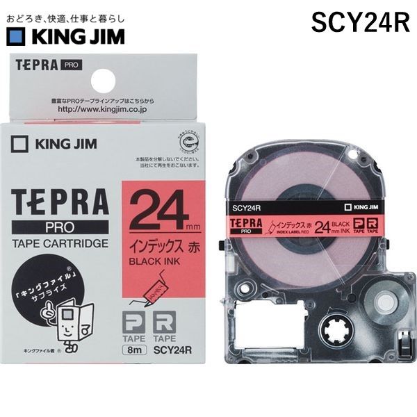 樂天商城 - キングジム KIMG JIM SCY24R テプラPROテ−プインデックス赤／黒文字