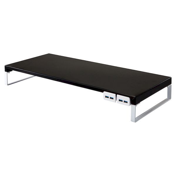 リヒトラブ LIHIT LAB. A-7334-24 机上台＜幅590mm・USB3．0ハブ付＞ 24黒