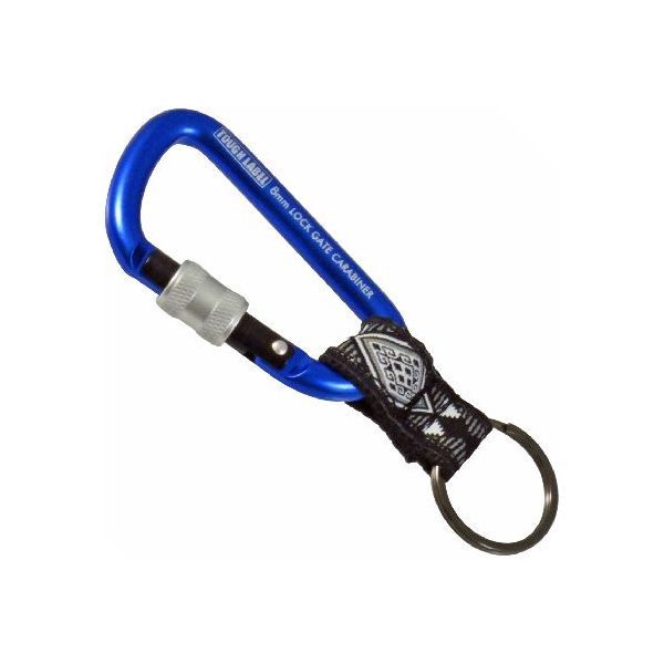 中林製作所 4968198601095 ストラップ付ロック式カラビナ 青＆黒 8mm VEX−153