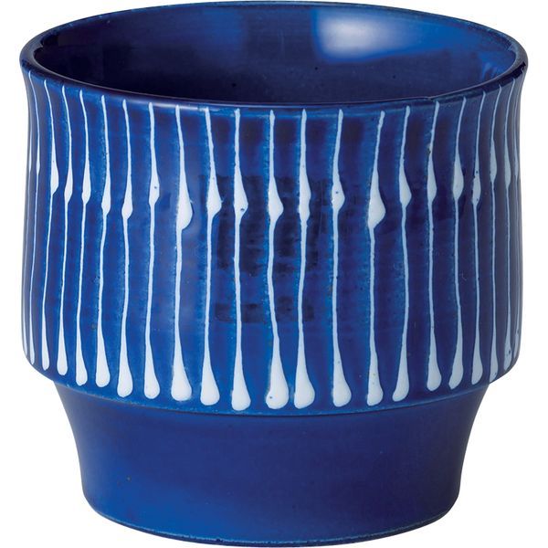 西海陶器 18150 琉璃 スタックカップ 雨垂れ 波佐見焼 電子レンジ使用可 デザートカップ スタッキング フリーカップ 翔芳窯琉璃 はさみ焼 手描き 和食器 湯呑 藍色 酒器