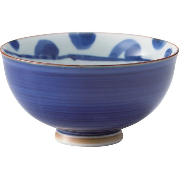 (LINEクーポン有)西海陶器 73033 【5個入】 ひょっとこ 飯碗 青・大