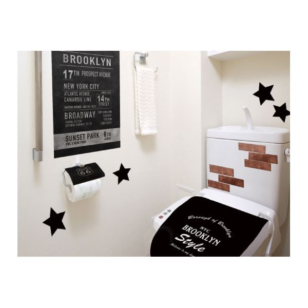 4977932218505 トイレデコレーションシート TOD-100 ブルックリン BK【キャンセル不可】 トイレデコシート 明和グラビア ブラック 貼ってはがせる