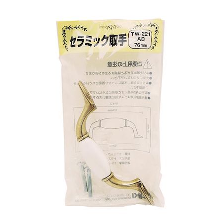 【商品説明】●セラミック製の取手です。●質感がある陶器製ですので高級感があります。●扉のツマミを取替えや交換・追加に。●適合扉厚(mm)：19〜22●設置方法：裏ネジ止めタイプ●ビスピッチ（mm）：76●高さ(mm)：31●幅(mm)：124●材質：セラミック（亜鉛合金）●付属品：トラスビスM4X25mm／2本