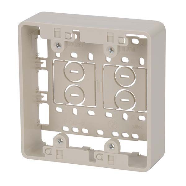 オーム電機 00-4283 モールヨウボックス2クチ ミルキー