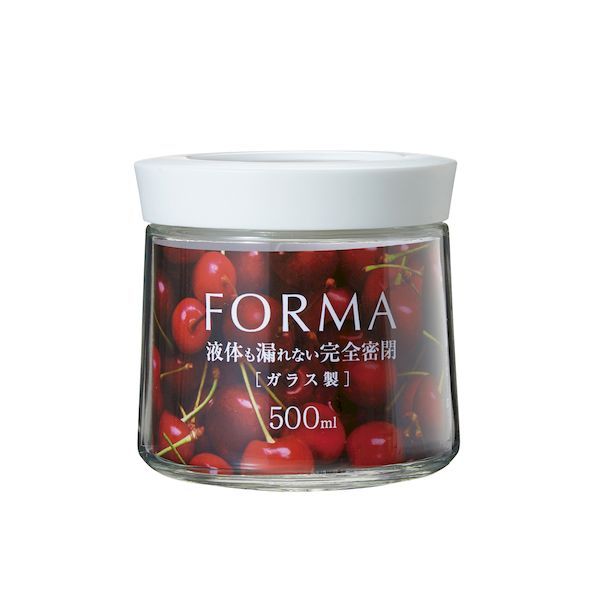 玻璃保存容器 - (LINEクーポン有)4974908114397 アスベル 1143フォルマ密閉ガラスポット ホワイト MG−500 保存容器 調味料入れ ASVEL 密封瓶 パッキン付き