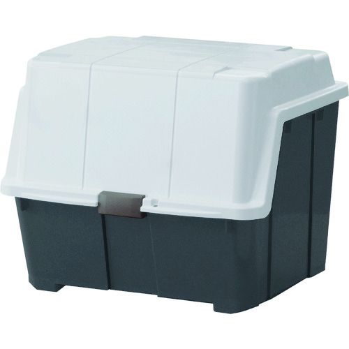 天馬メーカーお問い合わせ：03-3598-5512【特長】●大容量のコンテナー（ストッカー）です。●フタが大きく開き、開いた状態で固定することもできます。●収納物の整理や出し入れに便利です。●容量95Lのコンテナー（ストッカー）です。18Lの灯油缶なら2個収納できます。●市販の南京錠が付けられる鍵穴付きで、防犯面も安心です。●移動に便利なキャスター付きです。【用途】●屋外用品の収納に。【仕様】●容量(L)：95●色：チャコールグレー●外形寸法(mm)間口：620●外形寸法(mm)奥行：500●外形寸法(mm)高さ：500●有効内寸(mm)間口：522●有効内寸(mm)奥行：369●有効内寸(mm)高さ：424●耐荷重(kg)：45●収納目安：18L灯油缶2個【仕様2】●キャスター付●鍵穴付（鍵別売）●簡易キャスター（左右移動のみ）【材質／仕上】●ポリプロピレン【原産国】日本