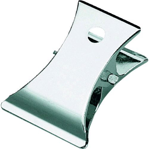 【特長】●三味線のバチをヒントに作られた、バチ型クリップです。【用途】●工作の補助具として、ご使用頂けます。【仕様】●サイズ：大●色：シルバー●挟口寸法(mm)：35●とじ枚数(枚)：約60●縦(mm)：47●横(mm)：35●挟口寸法(mm)：35【材質／仕上】●鋼鈑、スプリング【原産国】中国