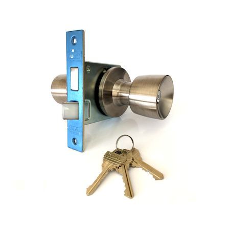 【商品説明】●インテグラル錠　UCシリーズ●仕様：玄関錠●バックセット：57mm●フロントサイズ：H130mm×W25mm●握玉（ノブ）：E型●勝手：左右、内外共通●シリンダー：5本ピンシリンダー●取付可能扉厚：33mm以上〜43mm未満●室内側：ノブ（サムターン）●室外側：ノブ（シリンダー）●材質／仕上：ステンレスヘアーライン（S11）●キー：3本付