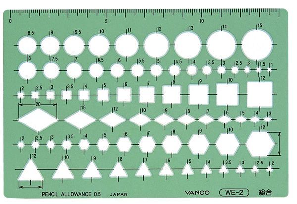 【商品説明】●製図用テンプレート定規●色：モスグリーン、片マット●材質：アクリル樹脂●ペンシルアローワンス0.5mm