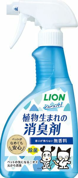 【商品説明】●植物生まれの消臭・除菌成分配合。●ペット周りの布製品や用品類の消臭や除菌に。●オシッコ臭を99.9％強力消臭、さらに長時間効果が続きます。●菌の増殖を抑えて清潔を保ちます。●ペットがなめても安心。●犬猫の他、うさぎ・ハムスター・鳥などの小動物のニオイにもおすすめ。●香りが残らない無香料。●原材料(成分)：水、pH調整剤、可溶化剤、さとうきび抽出エキス、除菌剤、渋柿エキス●原産国または製造地：日本お手入れ用品 お手入れ 手入れ お掃除用品 お掃除 ケージ ゲージ ベッド 消臭 ライオン シュシュ スプレー 植物 無香料