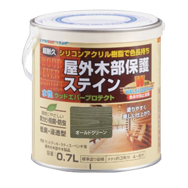 アトムハウスペイント 4971544089126 水性ウッドエバープロテクト 0．7L オールドグリーン